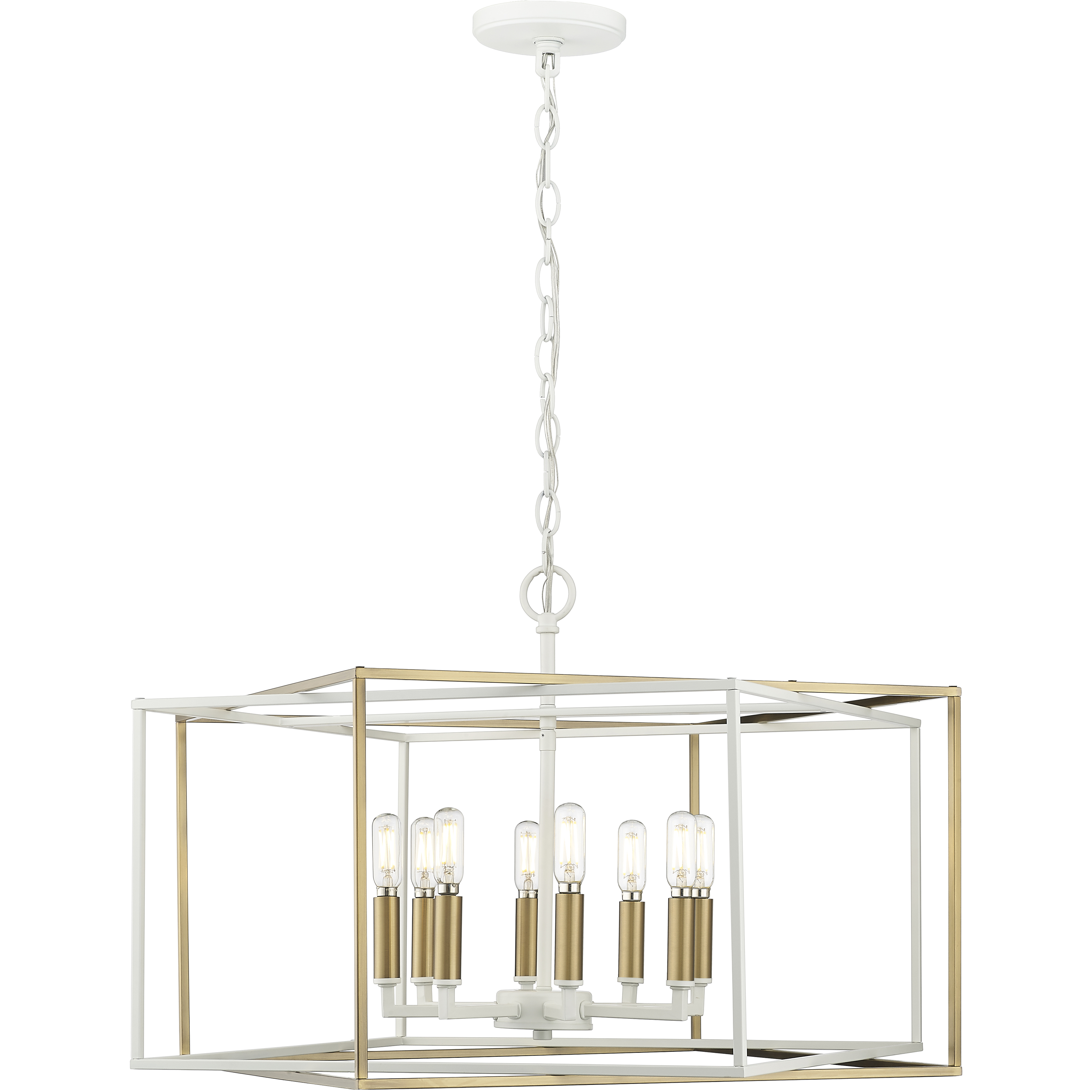 Lowe 8 Light 28 inch Matte White/Vintage Brass Pendant Ceiling Light